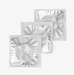 银色包装的避孕套排列着素材