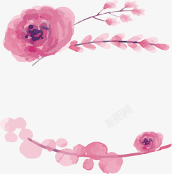 粉红色水彩花朵标题框矢量图素材