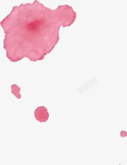 手绘粉色水渍圆点素材