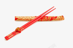 喜庆红色筷子素材