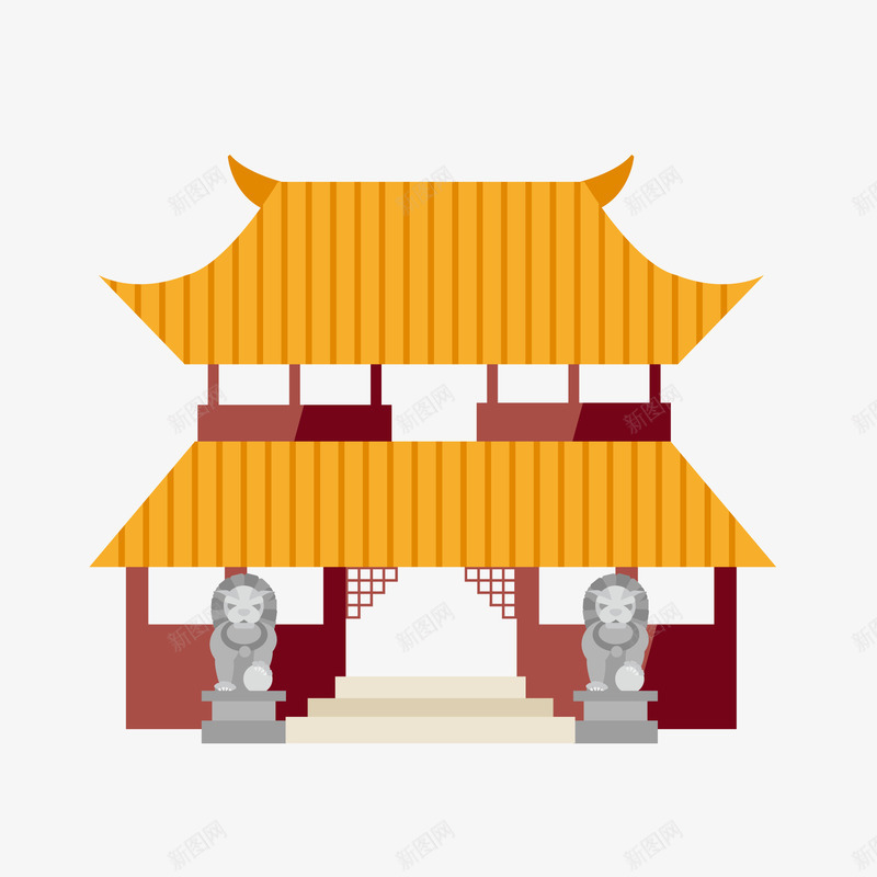 卡通古代建筑物矢量图ai免抠素材_88icon https://88icon.com 中式 卡通 古代 屋檐 建筑物 扁平化 扁平化古建筑 矢量图