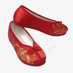 女士浅口鞋喜庆大红布鞋高清图片