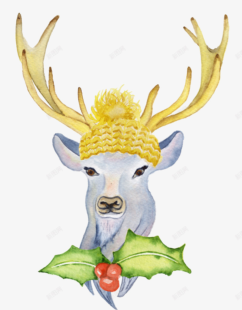 带黄色帽子的小鹿png免抠素材_88icon https://88icon.com 免抠图 动物 圣诞节 小鹿 效果图 绿植 装饰图 装饰画