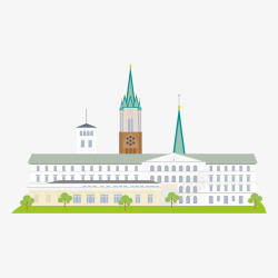 白色大楼波兰建筑旅游景点矢量图高清图片
