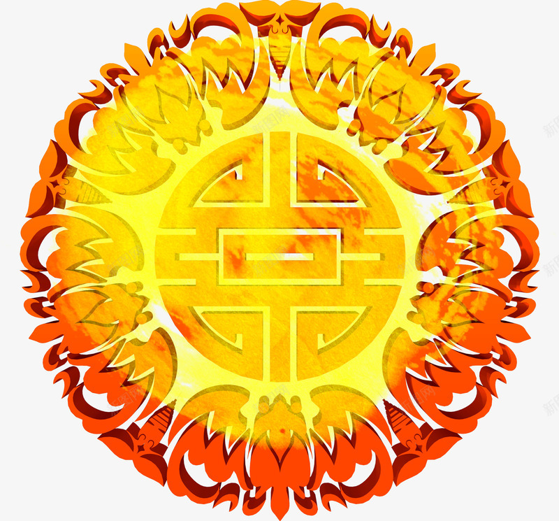 黄色复古传统花纹中式png免抠素材_88icon https://88icon.com 中式 传统 复古 花纹 黄色