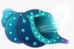 蓝色手绘创意海螺梦幻素材