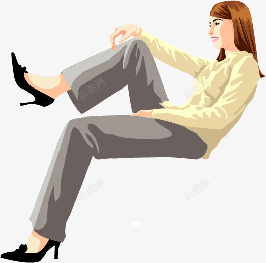 卡通手绘png免抠素材_88icon https://88icon.com 卡通 坐姿 坐着的女人 手绘 正装 白领 美女