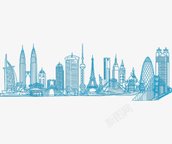 蓝色城市背景图素材
