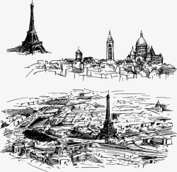铁塔素描素描城市建筑矢量图高清图片