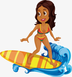 海边娱乐海上冲浪的黑人美女高清图片
