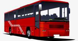 手绘卡通时尚红色公交车素材