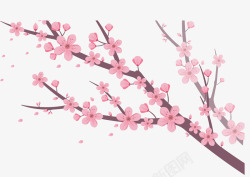 美丽春天桃花树枝矢量图素材