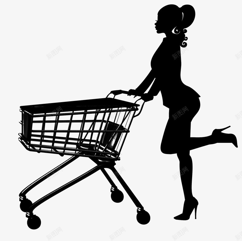 推着购物车的女人png免抠素材_88icon https://88icon.com 女人 推着 时尚 购物车 黑影