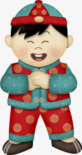 手绘蓝色新年中式服装拜年男孩png免抠素材_88icon https://88icon.com 中式 拜年 新年 服装 男孩 蓝色