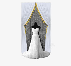 白色橱窗婚纱展示素材