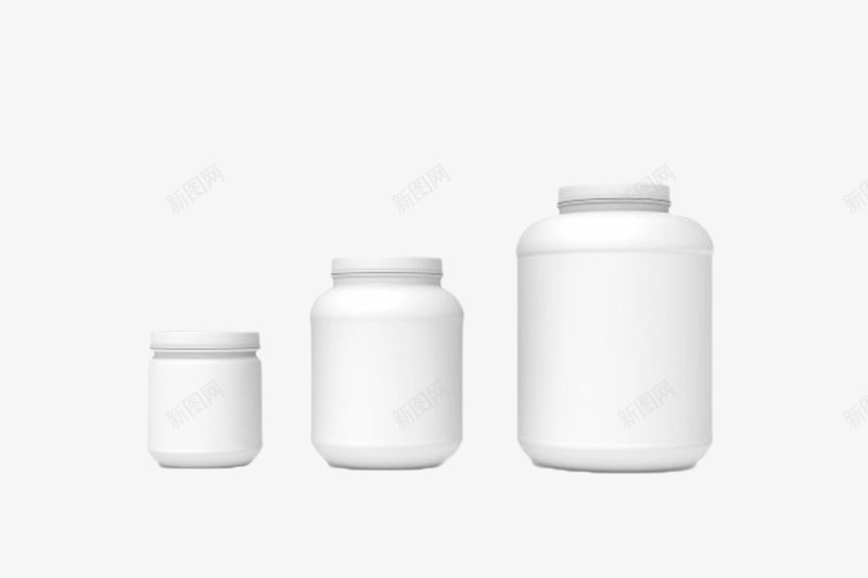 三个纯白色排列着的塑料瓶罐实物png免抠素材_88icon https://88icon.com 保存 包装 塑料瓶罐 大小 容器 密封 封存 排列 整齐 瓶子 罐子 高低 高矮