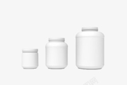三个纯白色排列着的塑料瓶罐实物素材
