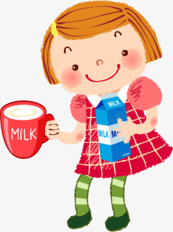 可爱女孩喝牛奶素材