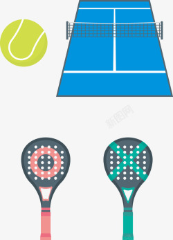 蓝色网球场卡通网球矢量图高清图片