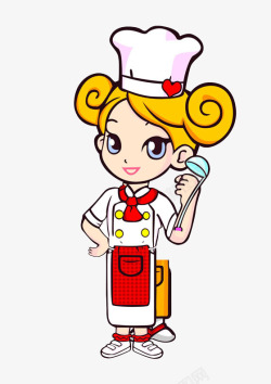 卡通美女厨师素材