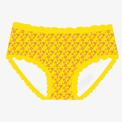 黄色印花花边三角儿童内裤矢量图素材