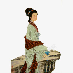 手绘古典美女红楼梦插画素材