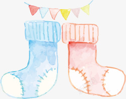 水彩水墨卡通婴儿用品袜子三角巾素材