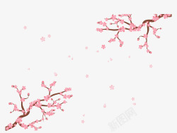 飞舞的粉红樱花花纹矢量图素材