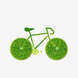 绿色树叶组成的自行车素材