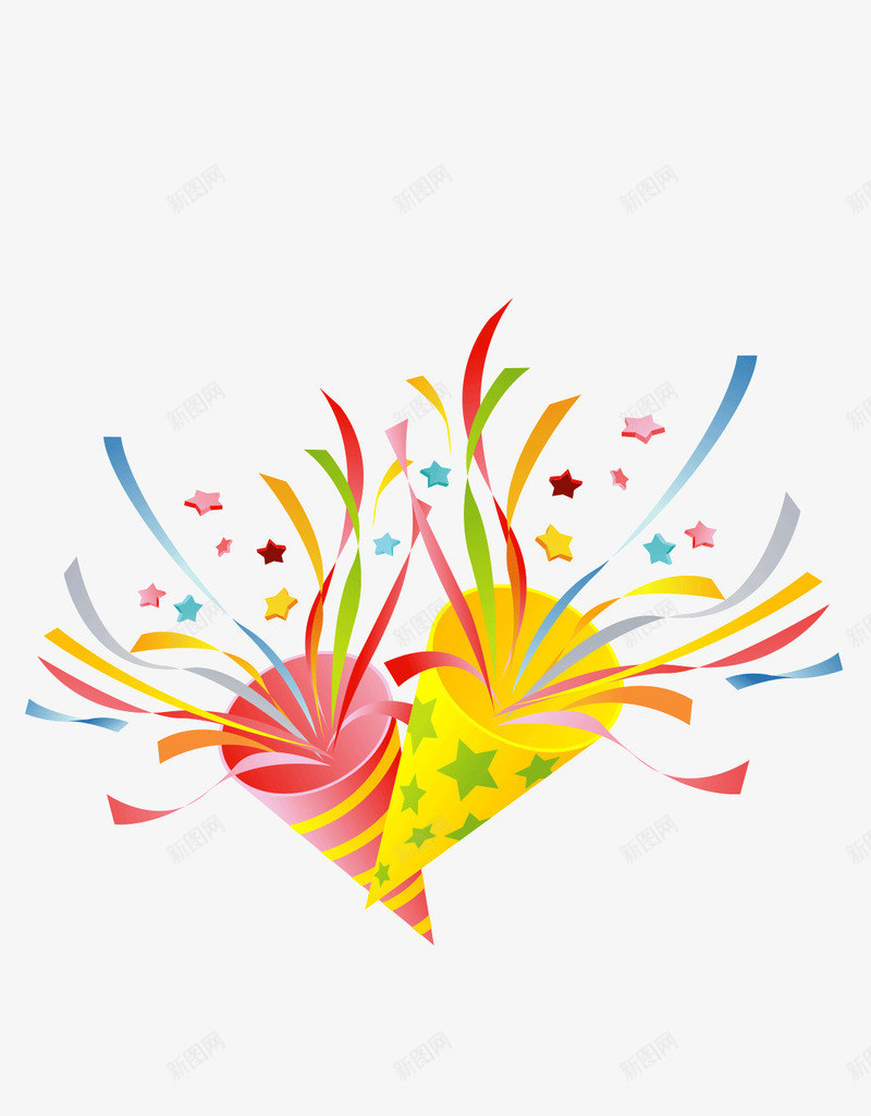 节日礼花元素png免抠素材_88icon https://88icon.com ai 卡通 帽子 彩色 礼花 节日