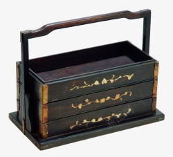 中式古代做旧餐盒素材