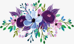 浪漫水彩紫色花丛矢量图素材