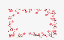 粉红可爱樱花边框素材