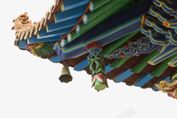 中国传统彩色雕刻铃铛屋檐素材