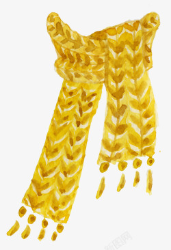黄色的手绘围巾装饰素材