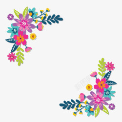 彩色浪漫韩系花朵边框素材