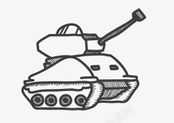 黑色手绘战争坦克素材