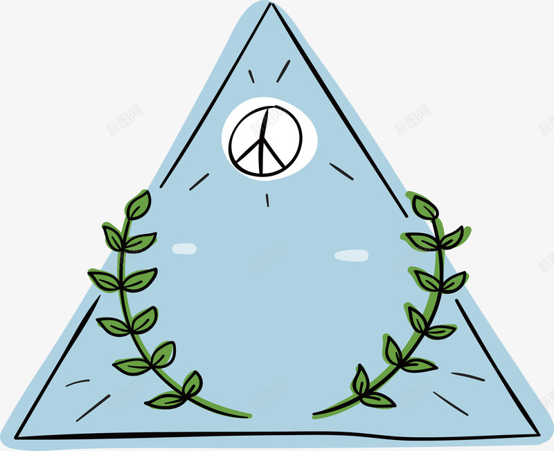 蓝色三角形手绘标签png免抠素材_88icon https://88icon.com 三角形 和平标签 国际友好 国际和平 手绘标签 矢量png 蓝色