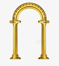 金色圆柱石拱门素材