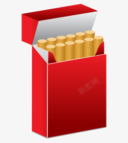 红色烟盒里面的香烟素材