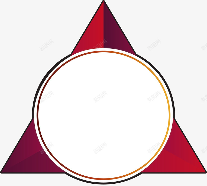 酒红色三角形标题框png免抠素材_88icon https://88icon.com 三角 三角形 几何标题框 矢量png 酒红色