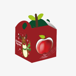 酒红色苹果平安果包装盒素材