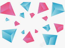 立体粉蓝色三角体矢量图素材