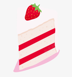 草莓奶油切块三角形美味甜品手绘素材