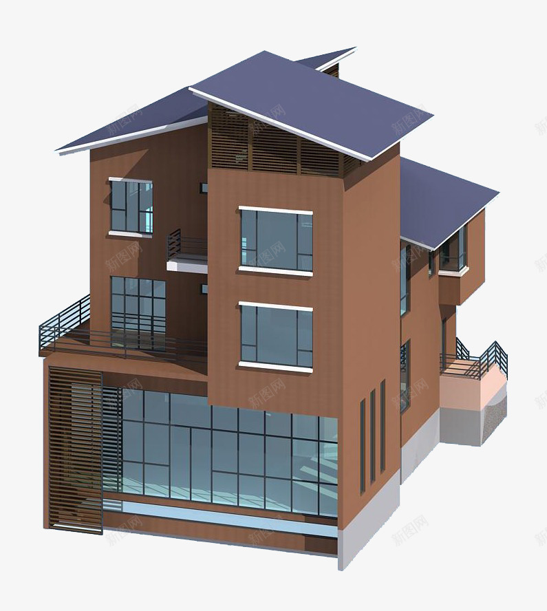 复式房子立体效果图png免抠素材_88icon https://88icon.com 别墅装修3D效果图 复式房子效果图 户型图 房屋修建模型图 立体房屋