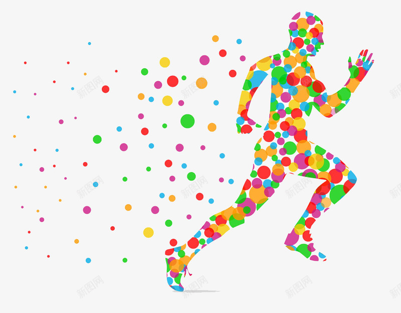 跑步的男人png免抠素材_88icon https://88icon.com 创意 圆点 彩色小块 彩色小点 彩色小球 男人 跑步