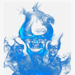三个骷髅蓝色火焰骷髅高清图片