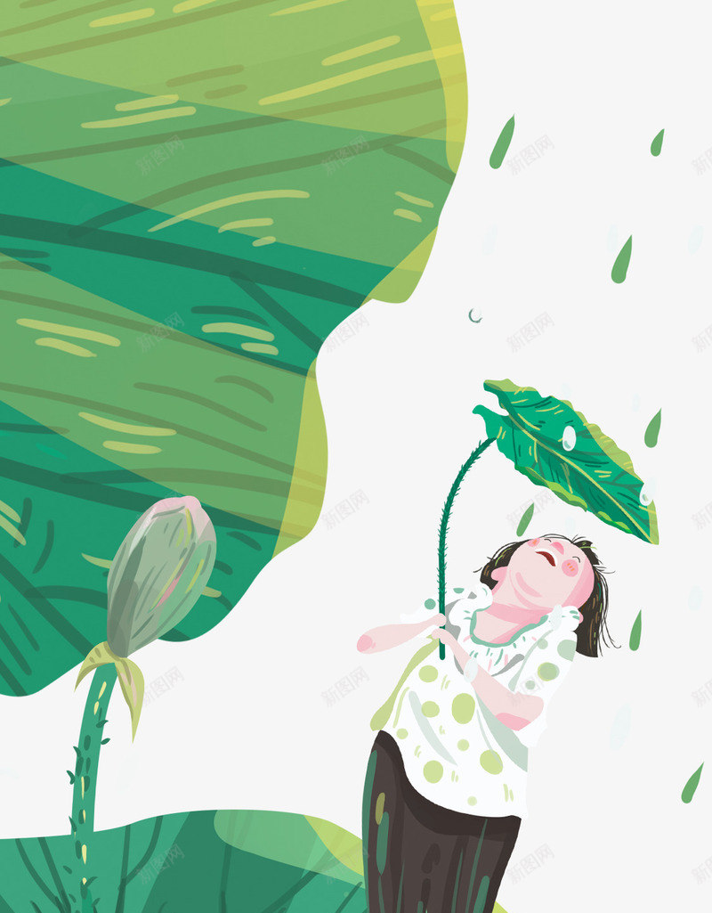 卡通手绘站在荷叶上躲雨的孩psd免抠素材_88icon https://88icon.com 上躲雨的孩子 免抠卡通人物 免抠卡通手绘站在荷叶上躲雨的孩子免费下载 卡通 手绘 站在荷叶 荷花包装 雨滴装饰