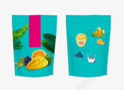 蓝色简易包装的水果零食素材