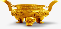 金色中式花纹香炉素材